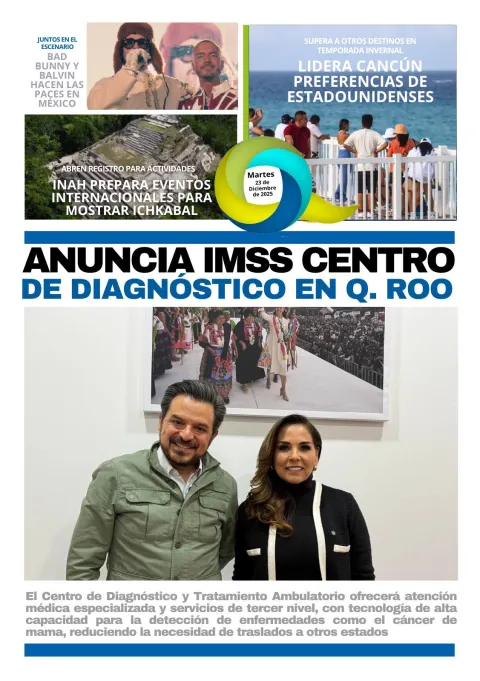 Portada de El Quintana Roo (contraportada) del martes, 23 de diciembre de 2025