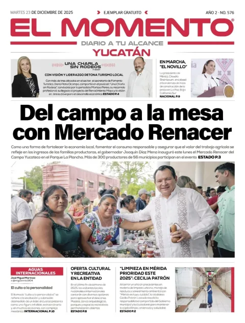 Portada de El Momento Yucatan del martes, 23 de diciembre de 2025