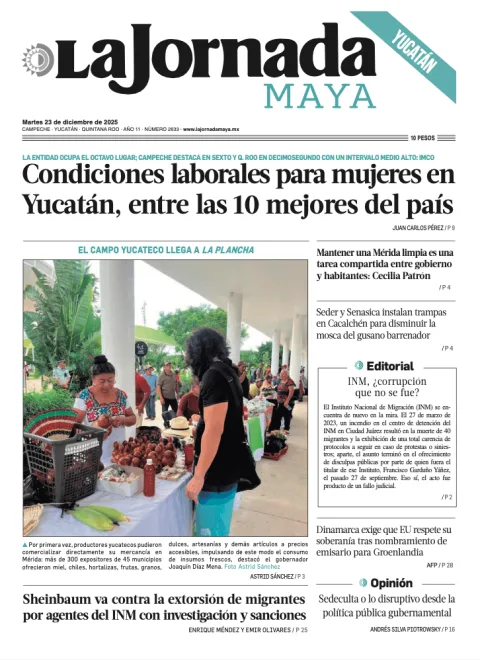 Portada de La Jornada Maya Yucatán del martes, 23 de diciembre de 2025