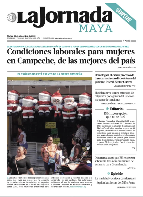 Portada de La Jornada Maya Campeche del martes, 23 de diciembre de 2025