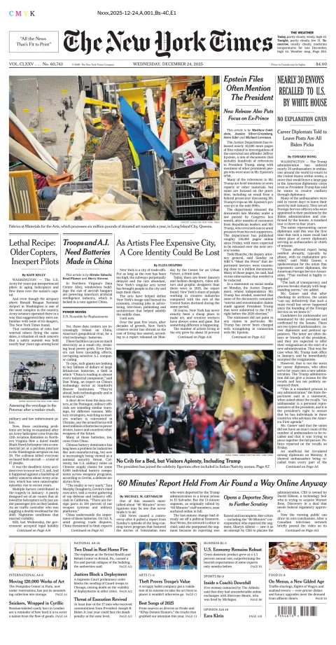 Portada de The New York Times (new York) del miércoles, 24 de diciembre de 2025