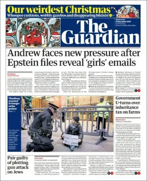 Portada de The Guardian (reino Unido) del miércoles, 24 de diciembre de 2025