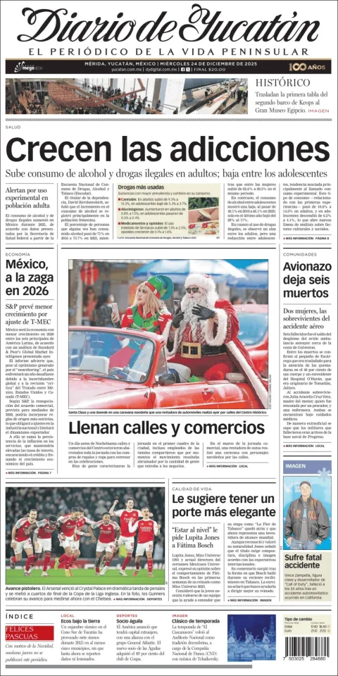 Portada de Diario de Yucatán del miércoles, 24 de diciembre de 2025
