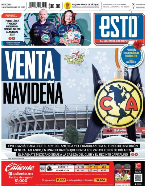 Portada de Esto del miércoles, 24 de diciembre de 2025