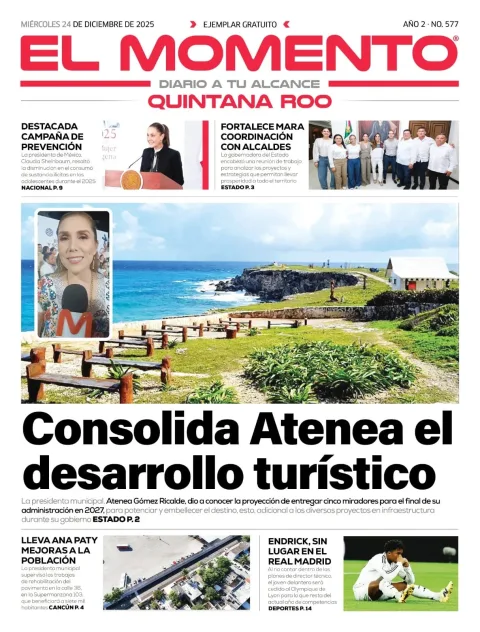 Portada de El Momento Quintana Roo del miércoles, 24 de diciembre de 2025