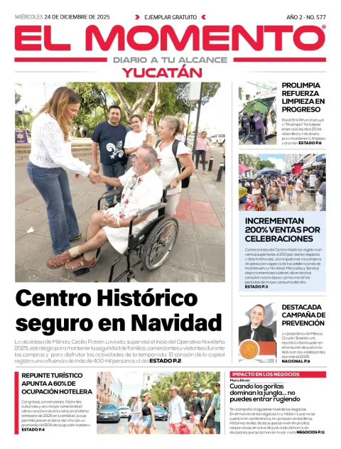 Portada de El Momento Yucatan del miércoles, 24 de diciembre de 2025