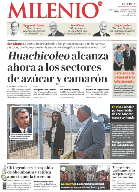 Portada de Milenio Puebla del miércoles, 24 de diciembre de 2025