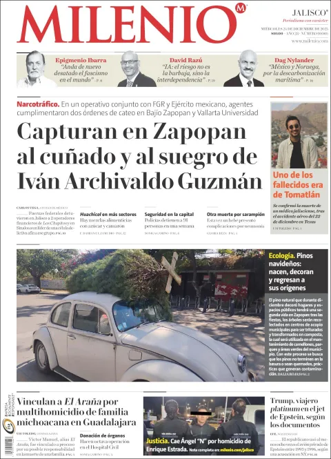 Portada de Milenio Jalisco del miércoles, 24 de diciembre de 2025