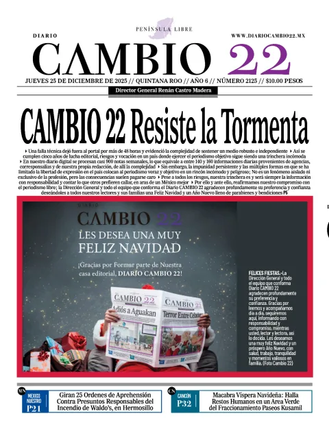 Portada de Diario Cambio 22 (contraportada)