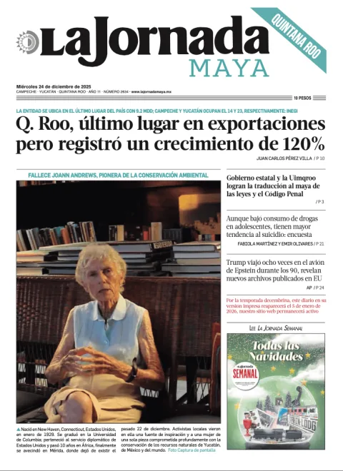 Portada de La Jornada Maya Quintana Roo del miércoles, 24 de diciembre de 2025