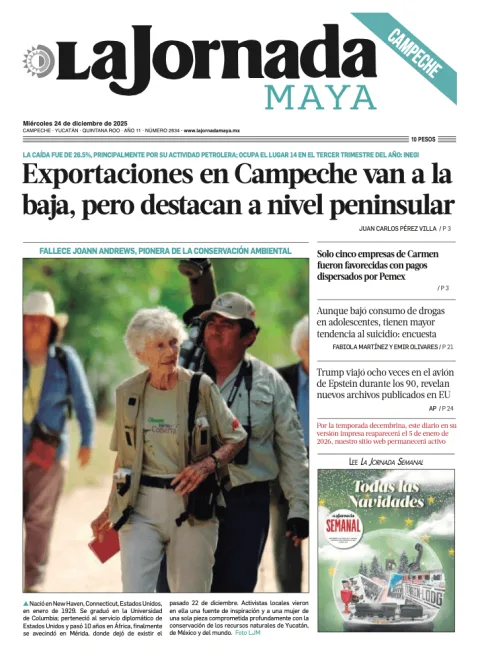 Portada de La Jornada Maya Campeche del miércoles, 24 de diciembre de 2025