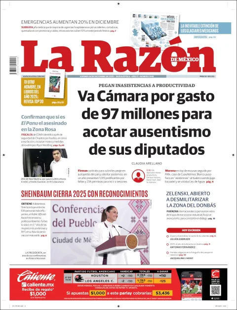 Portada de La Razon del viernes, 26 de diciembre de 2025