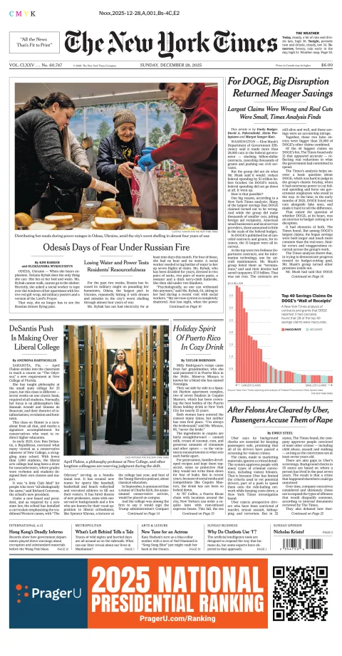 Portada de The New York Times (new York)