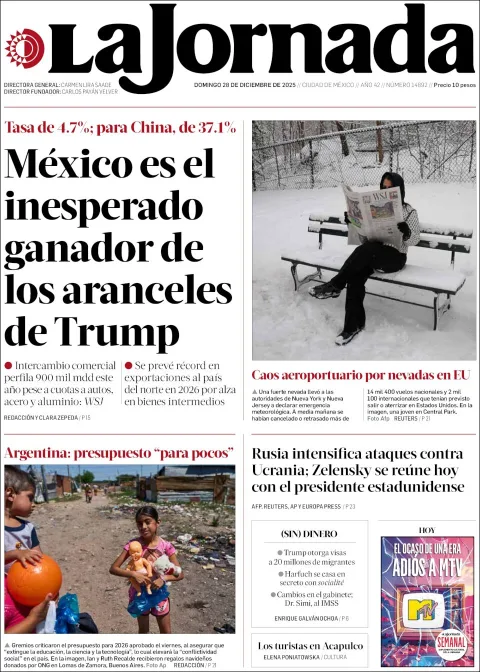 Portada de La Jornada