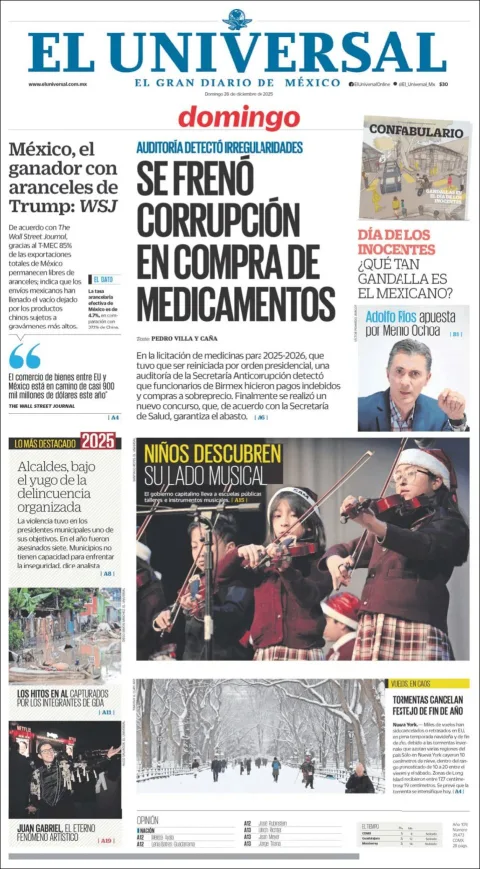 Portada de El Universal