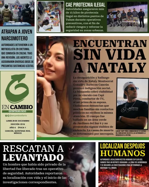 Portada de En Cambio - Quintana Roo (contraportada) del lunes, 29 de diciembre de 2025