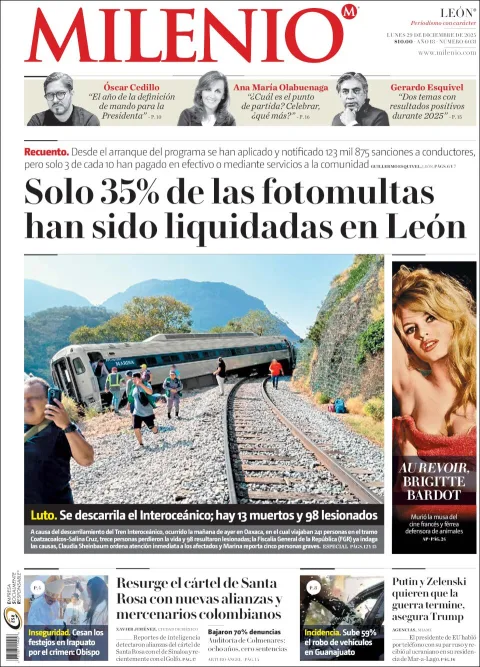 Portada de Milenio Leon del lunes, 29 de diciembre de 2025