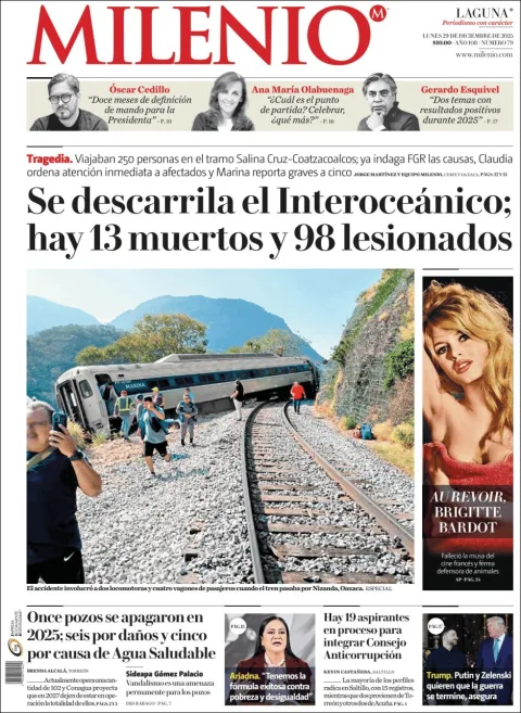 Portada de Milenio Laguna del lunes, 29 de diciembre de 2025