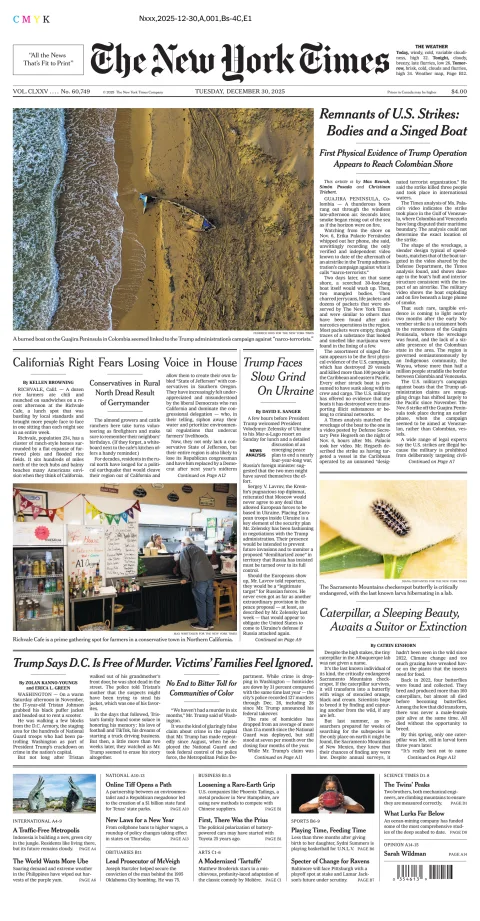 Portada de The New York Times (new York) del martes, 30 de diciembre de 2025