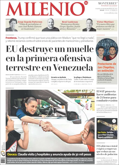 Portada de Milenio del martes, 30 de diciembre de 2025