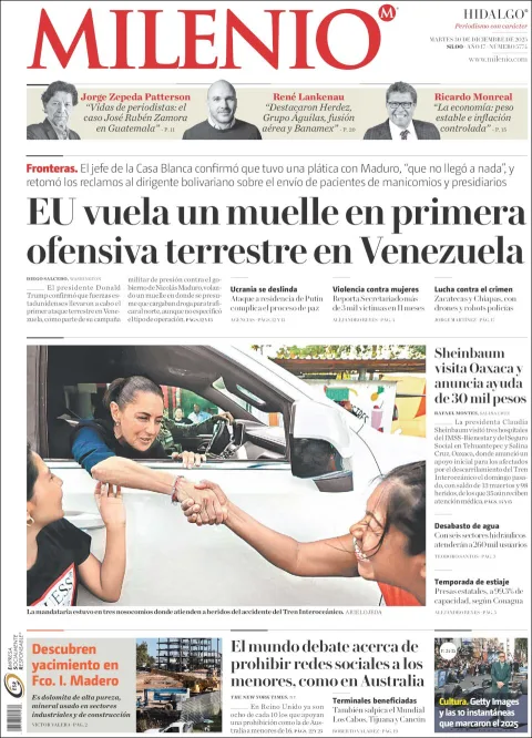 Portada de Milenio Hidalgo del martes, 30 de diciembre de 2025