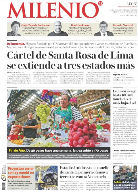Portada de Milenio Leon del martes, 30 de diciembre de 2025