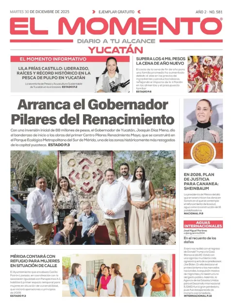 Portada de El Momento Yucatan del martes, 30 de diciembre de 2025