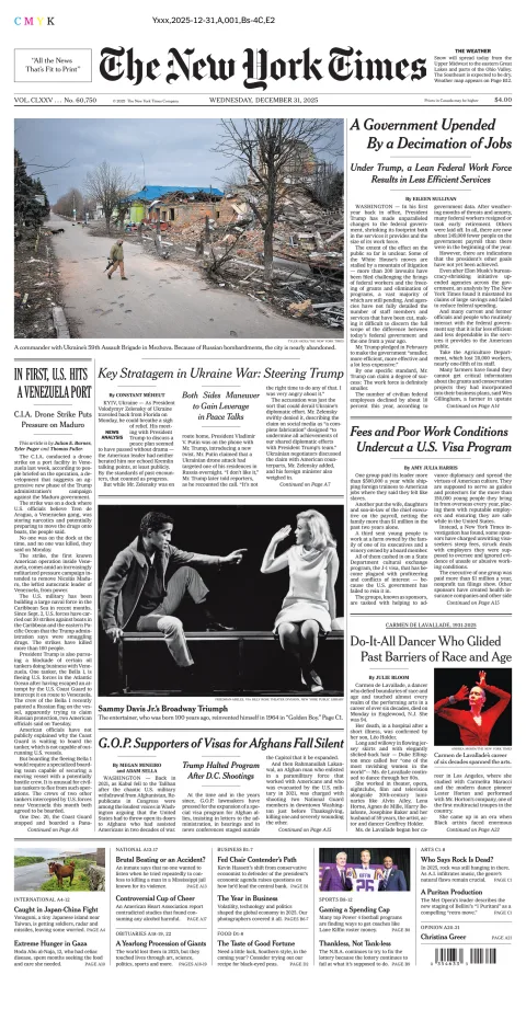 Portada de The New York Times (national) del miércoles, 31 de diciembre de 2025