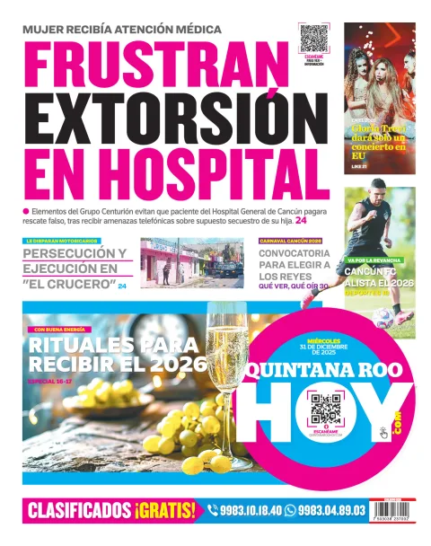 Portada de Quintana Roo Hoy (contraportada)