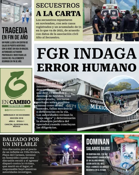 Portada de En Cambio - Quintana Roo (contraportada) del miércoles, 31 de diciembre de 2025