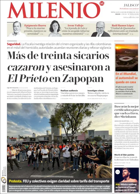 Portada de Milenio Jalisco del miércoles, 31 de diciembre de 2025