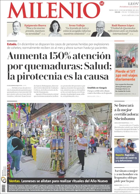 Portada de Milenio Leon del miércoles, 31 de diciembre de 2025