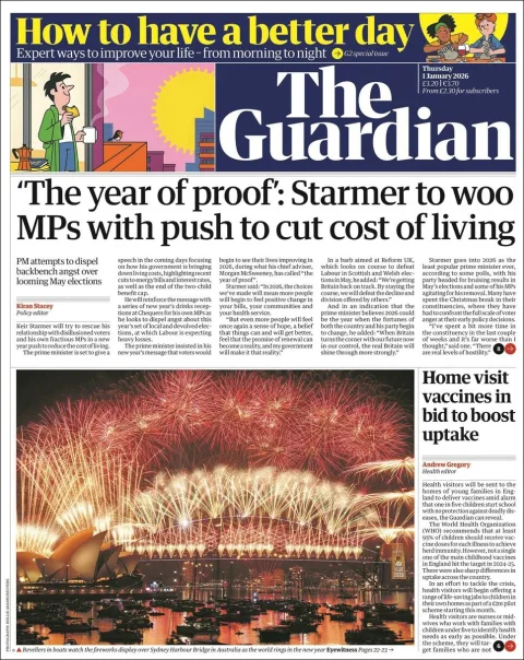 Portada de The Guardian (reino Unido)