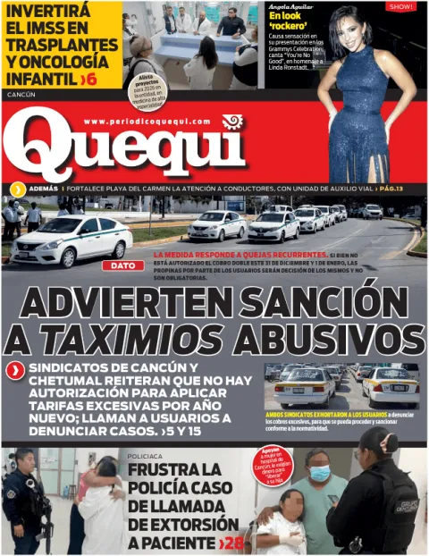 Portada de Quequi (contraportada) del jueves, 1 de enero de 2026