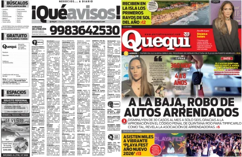 Portada de Quequi (contraportada) del viernes, 2 de enero de 2026