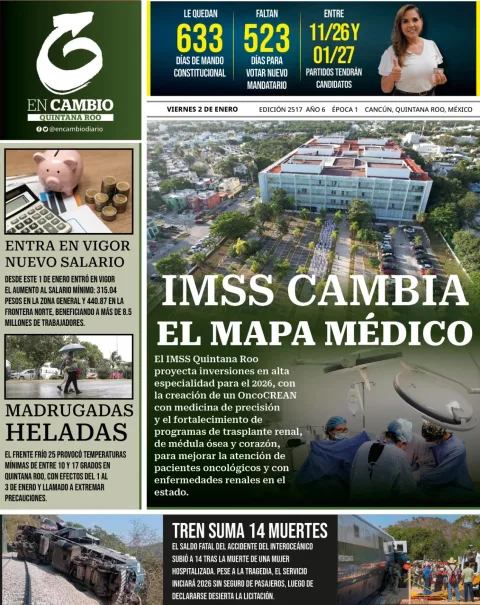 Portada de En Cambio - Quintana Roo (portada) del viernes, 2 de enero de 2026