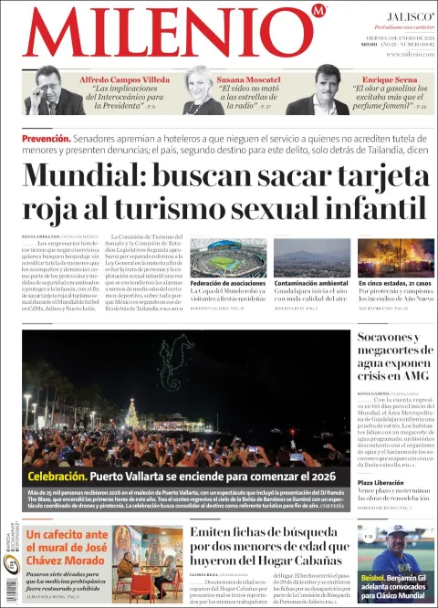 Portada de Milenio Jalisco del viernes, 2 de enero de 2026