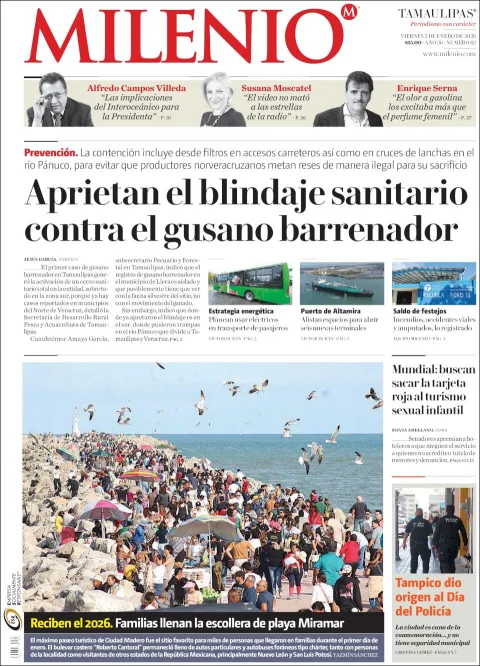 Portada de Milenio Tamaulipas del viernes, 2 de enero de 2026
