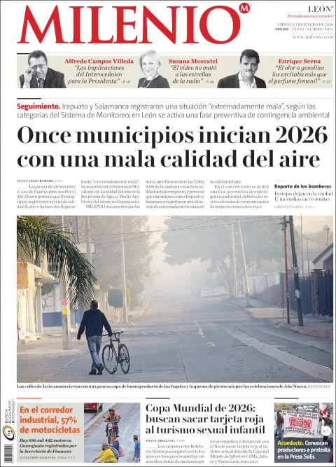 Portada de Milenio Leon del viernes, 2 de enero de 2026