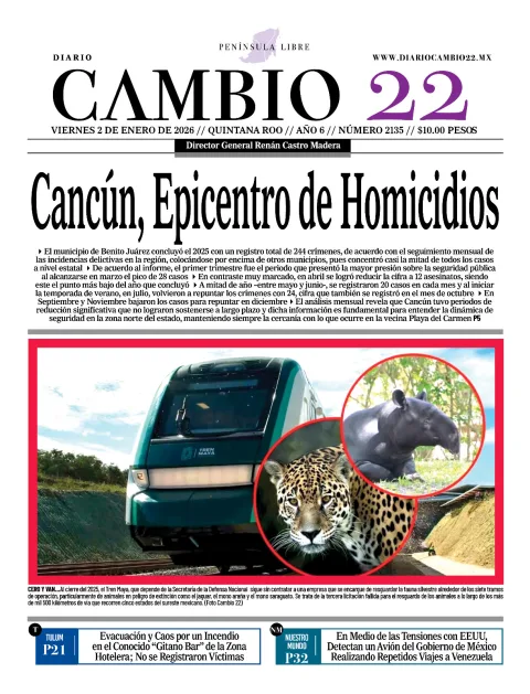 Portada de Diario Cambio 22 (contraportada) del viernes, 2 de enero de 2026