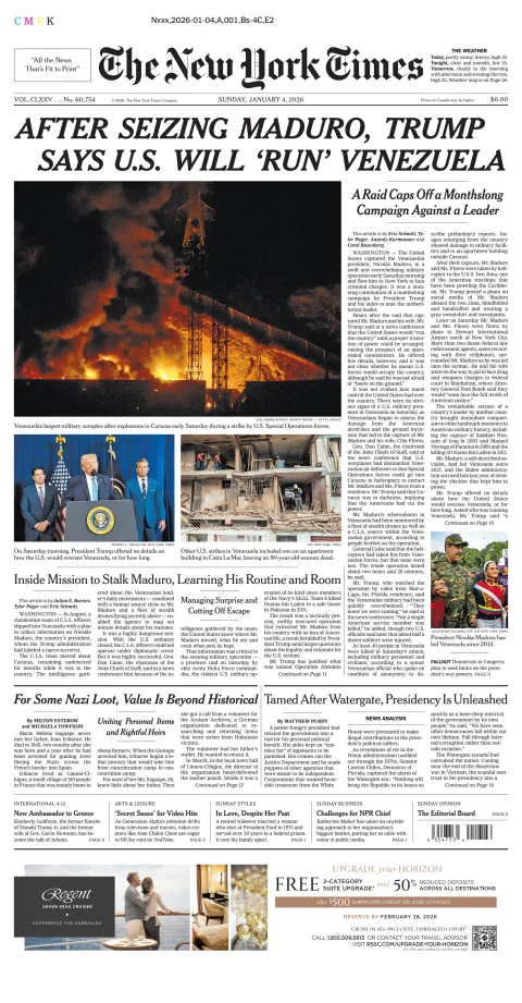 Portada de The New York Times (new York)
