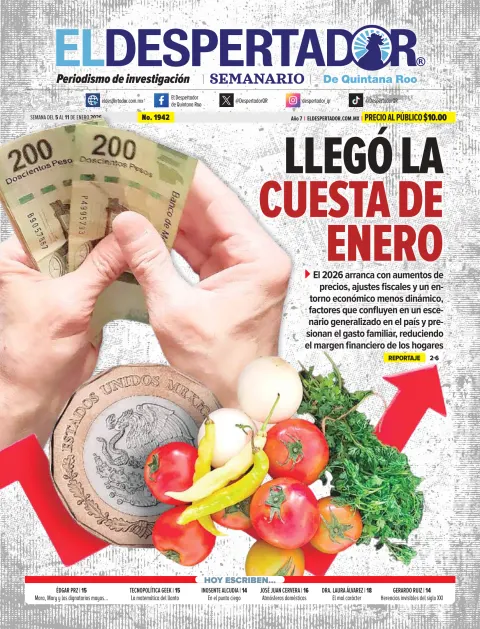 Portada de El Despertador de Quintana Roo del lunes, 5 de enero de 2026