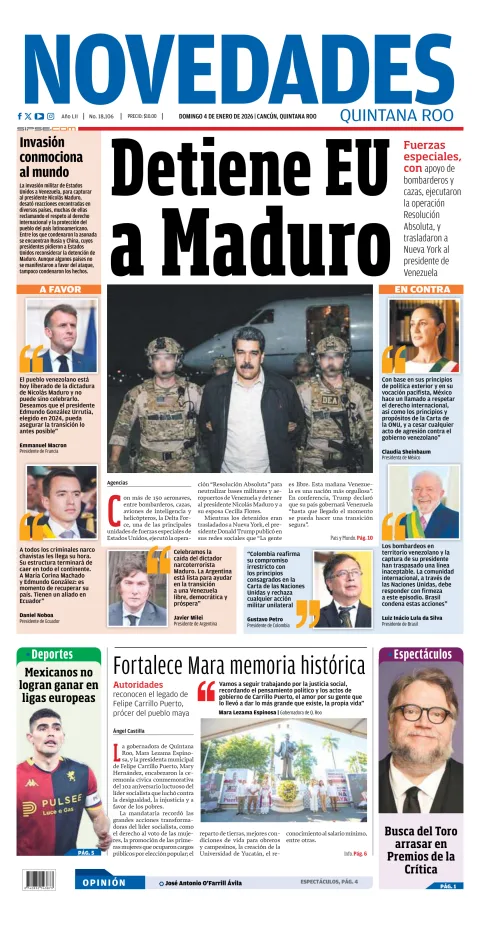 Portada de Novedades Quintana Roo