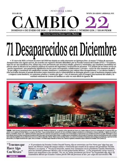 Portada de Diario Cambio 22 (contraportada)