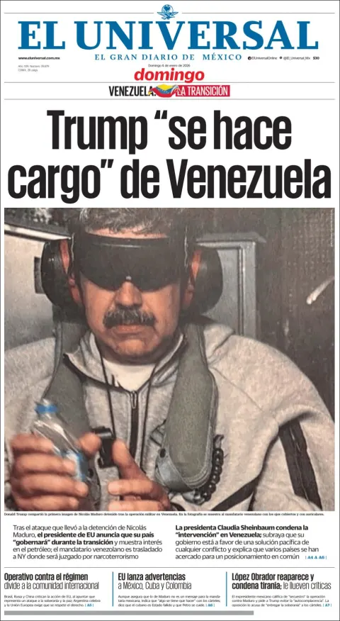 Portada de El Universal