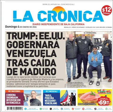Portada de La Cronica del domingo, 4 de enero de 2026