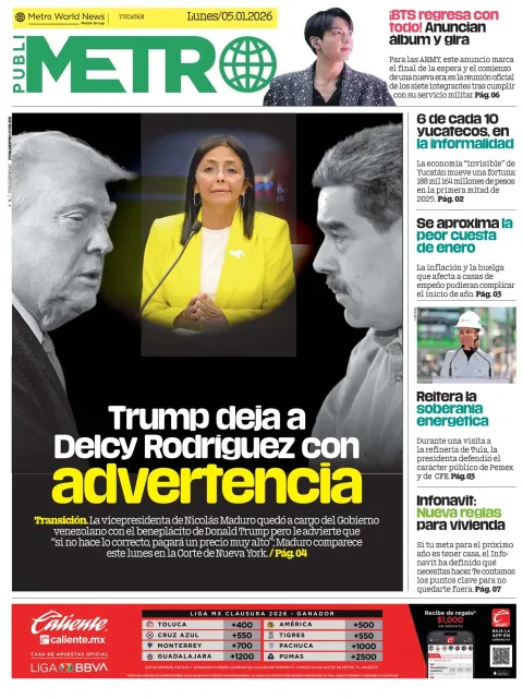 Portada de Publimetro Merida del lunes, 5 de enero de 2026