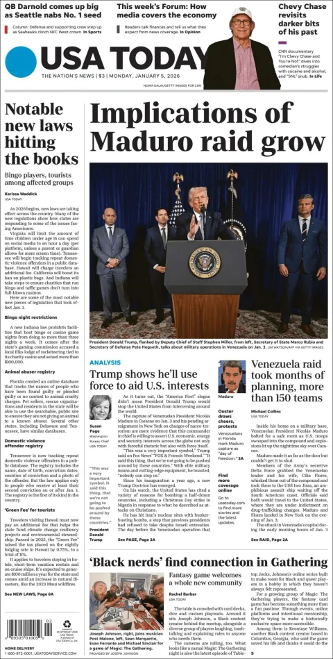 Portada de Usa Today