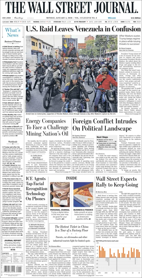 Portada de The Wall Street Journal
