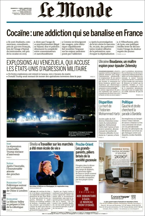 Portada de Le Monde del lunes, 5 de enero de 2026